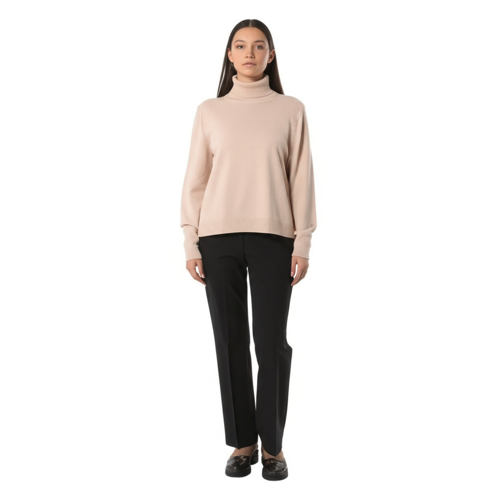 GAP Sweater Womens Size M Light Beige Turtleneck Ribbed Long Sleeve Cozy Classic